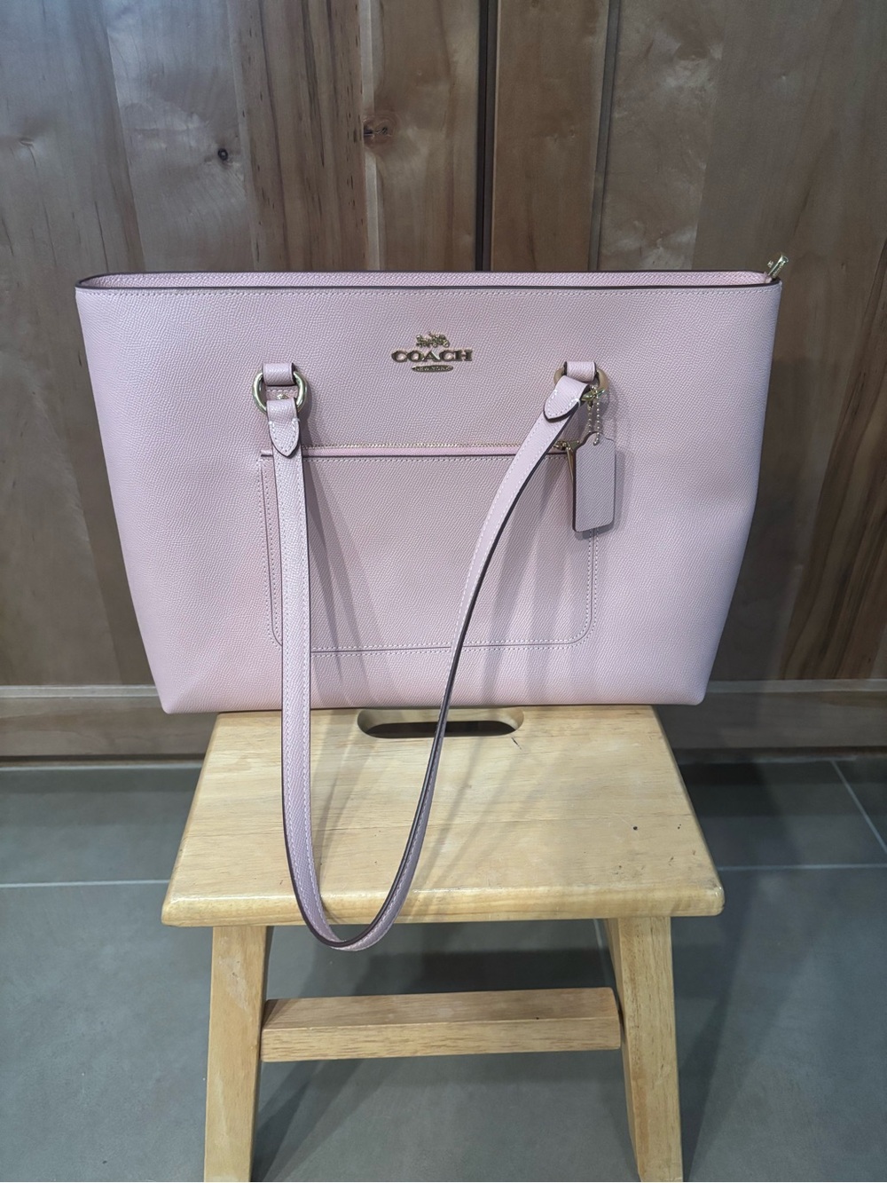 Coach Pink Leather Tote with Gold Hardware